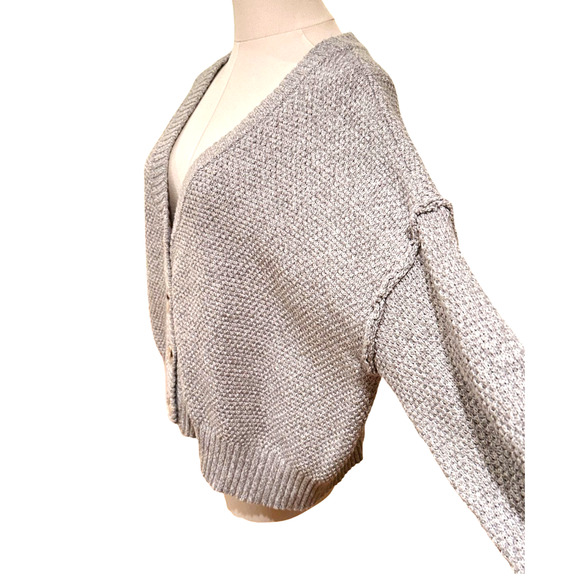 Sincerely Jules Gray Relaxed Drop Shoulder Cardigan Large Academia Preppy - Picture 4 of 9